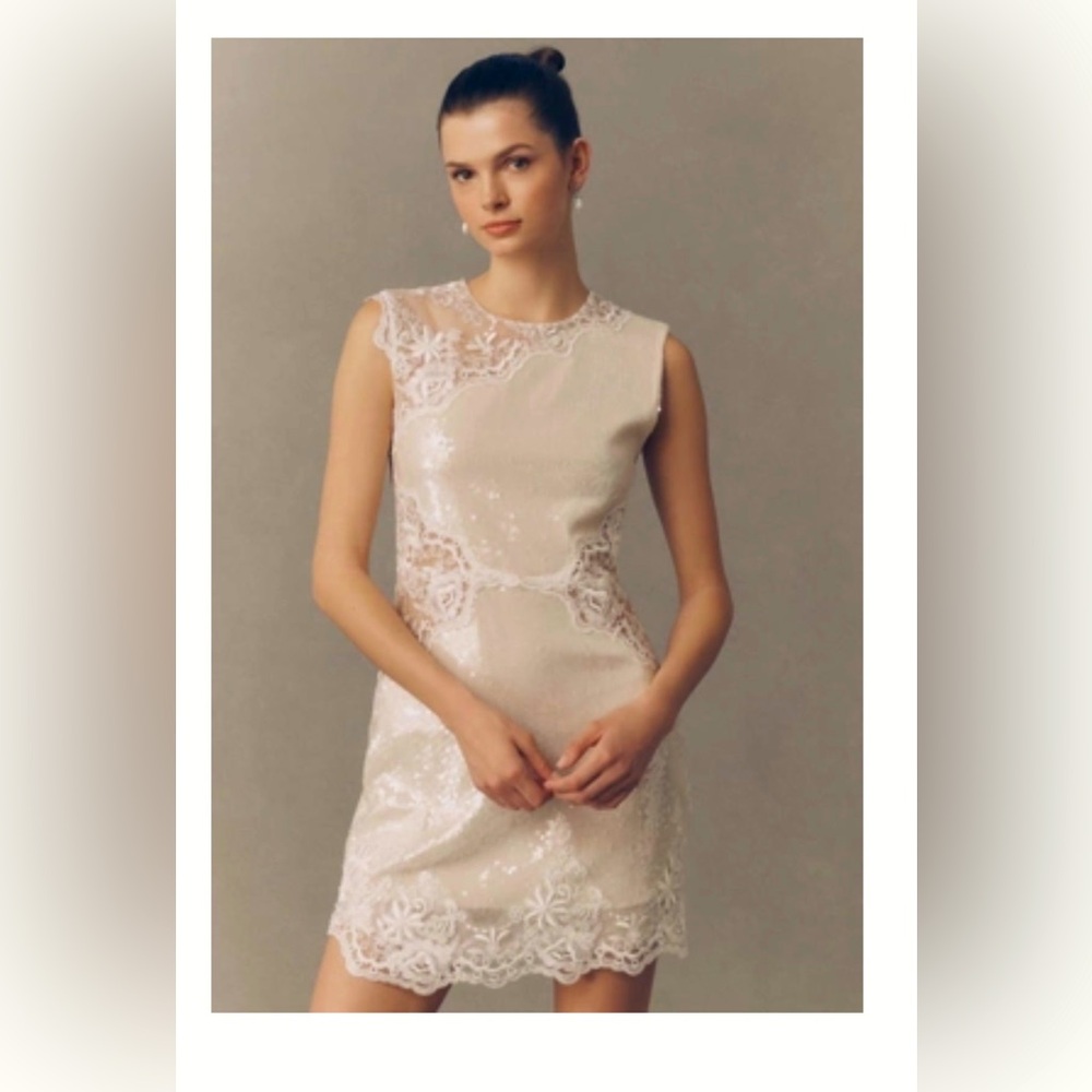 BHDLN Anthropology white dress, sequin, lace, wedding dress, NWT 349$